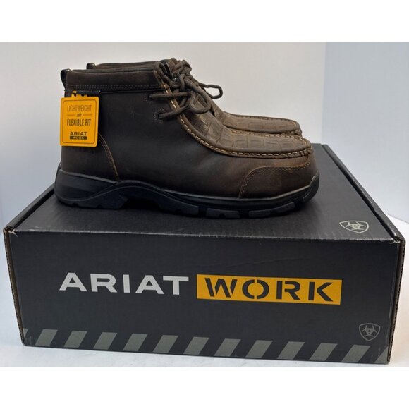 Ariat Mens Edge LTE Moc Composite Toe Work Brown Croco Leather Boot Size 7.5 D - Picture 2 of 11